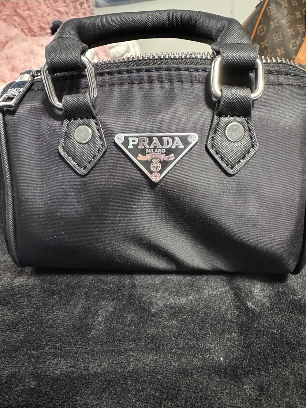 Fashion Nova Black Mini Satchel with Silver Hardware